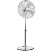 (LF64) 16" Inch 40cm Chrome Metal Pedestal 3 Speed Stand Fan Cooling Stay cool this yea...
