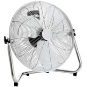 (G26) 18" Chrome 3 Speed Free Standing Gym Fan 3 Speed Push Button Speed Control Fixed Posi...