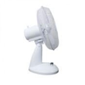 (G32) 12" Oscillating White Desk Top Fan 3 Speed Push Button Speed Control Cable Length App...
