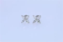 18k White Gold Marquise Cut Diamond Set Earrings