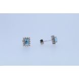 9ct White Gold Topaz And Diamond Stud Earrings