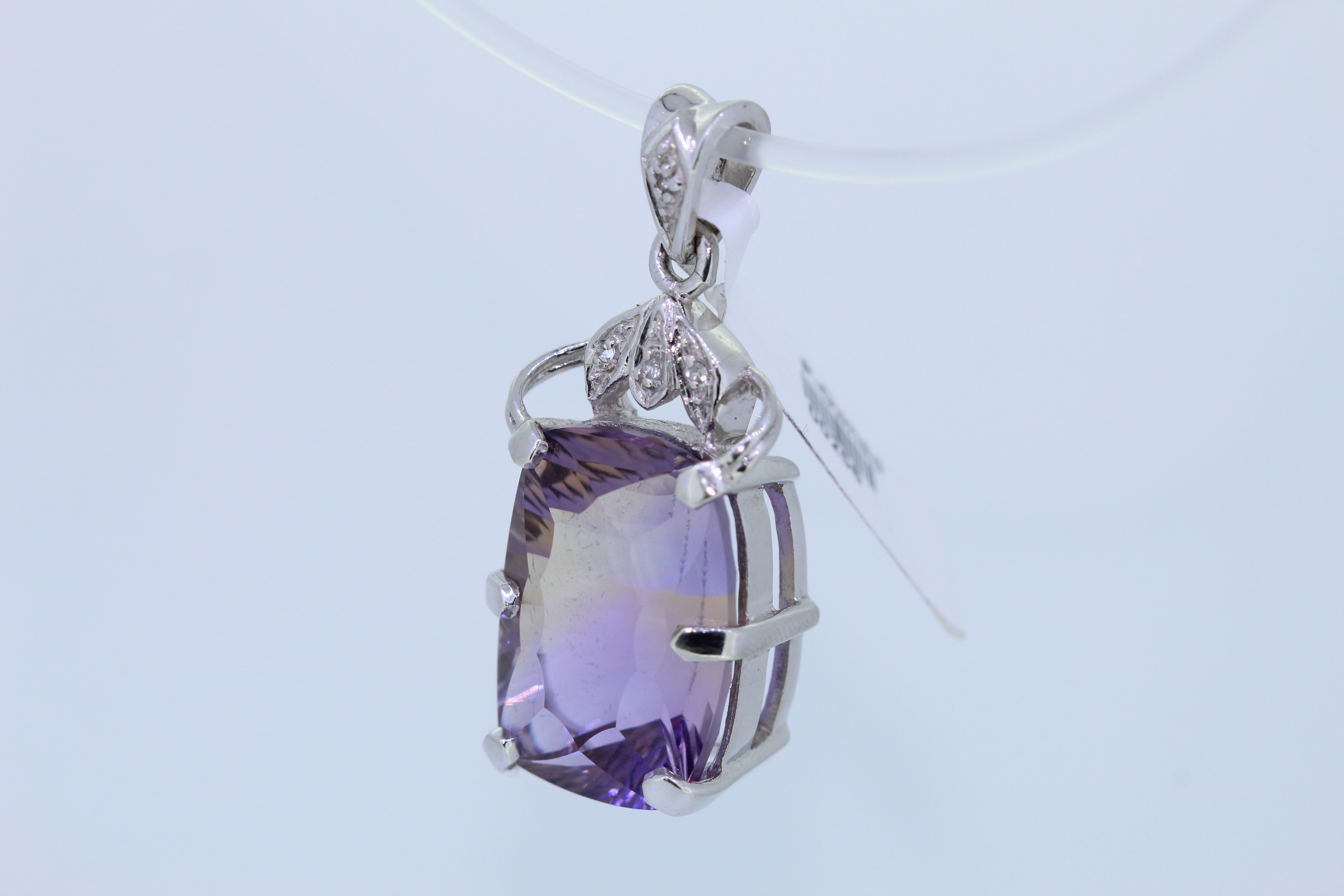 9ct White Gold Mystic Quartz And Diamond Pendant - Image 3 of 5