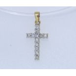 18k Yellow Gold Diamond Set Cross