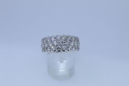 14ct White Gold Three Row Diamond Band