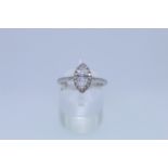 18ct Hallmarked White Gold Marquise Cut Diamond Ring