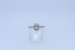 Platinum Oval Cut Halo Diamond Ring