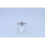 Platinum Oval Cut Halo Diamond Ring