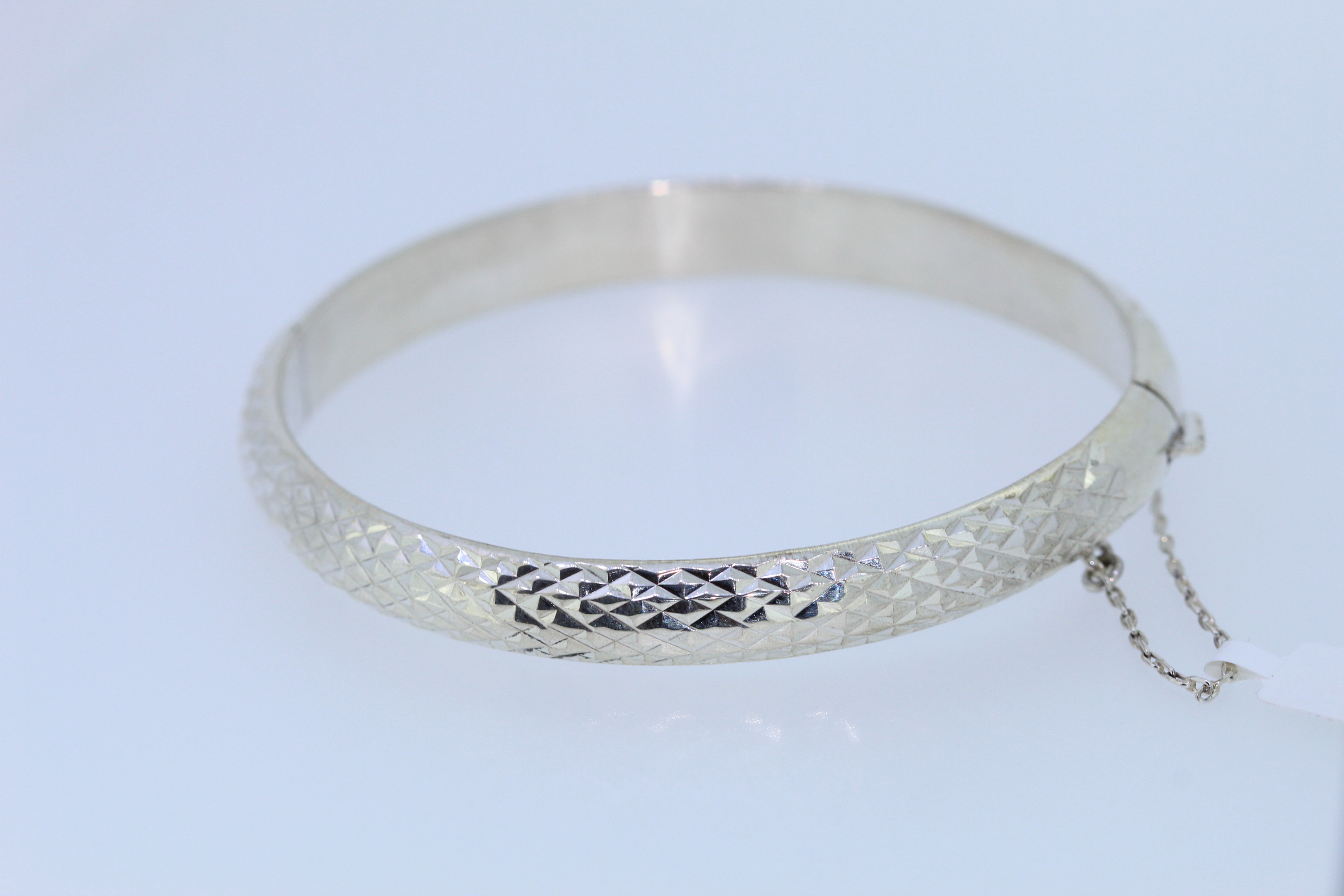 Silver Vintage Engraved Hinged Bangle