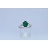 18ct Uk Hallmark White Gold Emerald And Diamond Ring