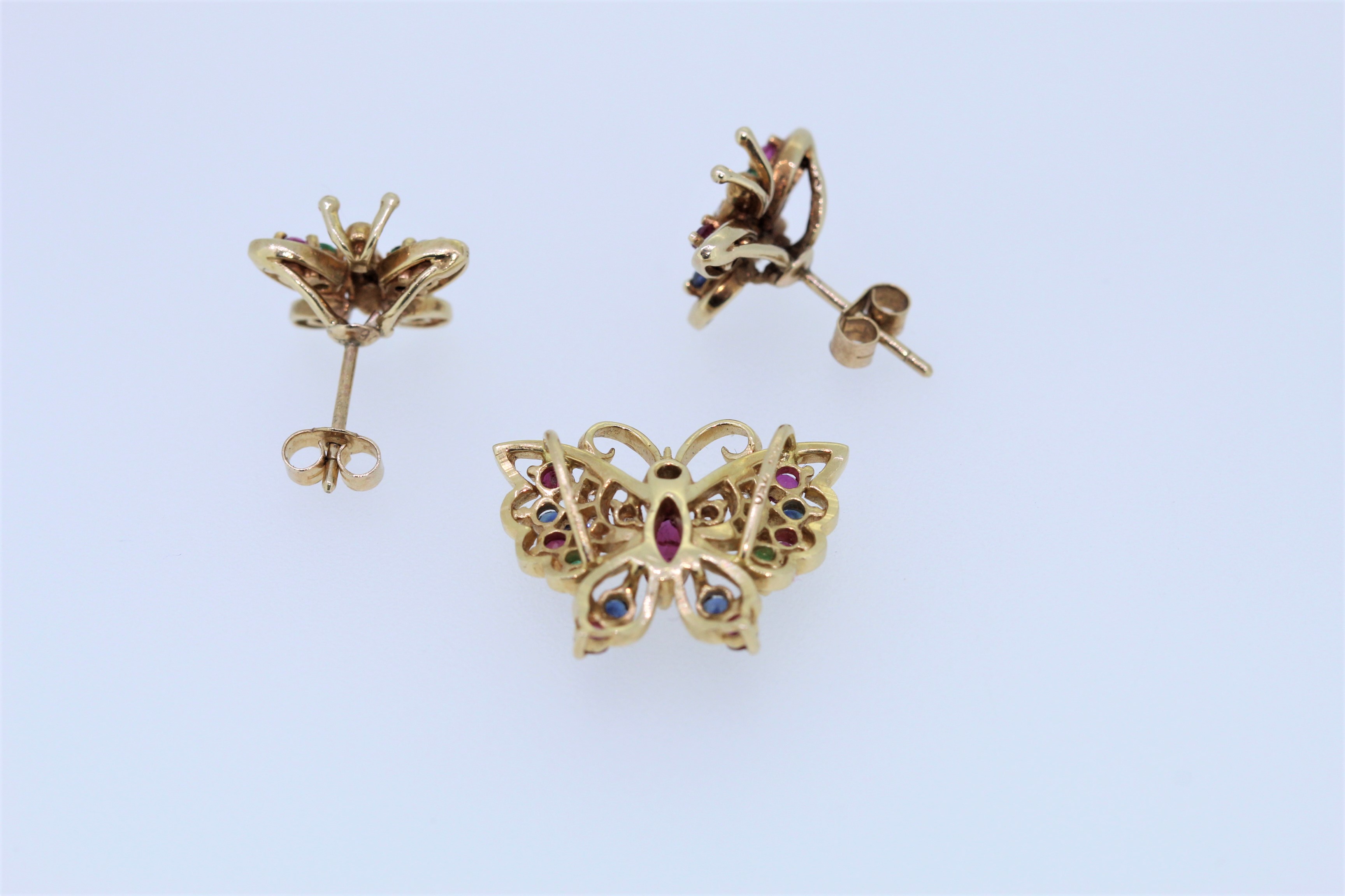18k Yellow Gold Mutli Gem Stone And Diamond Earring And Pendant Set - Image 4 of 4