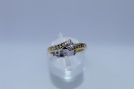 18k Yellow Gold Princess Cut Diamond Ring