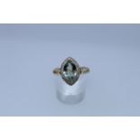 9k Yellow Gold Green Amethyst And Diamond Ring