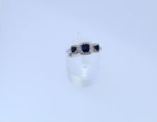 9ct White Gold Sapphire And Diamond Ring