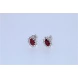 9k White Gold Ruby And Diamond Earrings