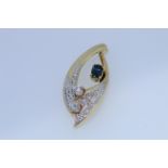 14ct Hallmark Yellow Gold Sapphire And Diamond Pendant