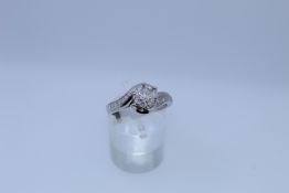 9k White Gold Diamond Cluster Ring