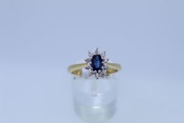 18ct Yellow Gold Sapphire And Diamond Ring