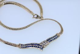 14ct Yellow Gold Sapphire And Diamond Necklace