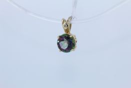 9ct Yellow Gold Mystic Topaz And Diamond Pendant