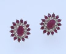 9k White Gold Ruby And Diamond Stud Earring