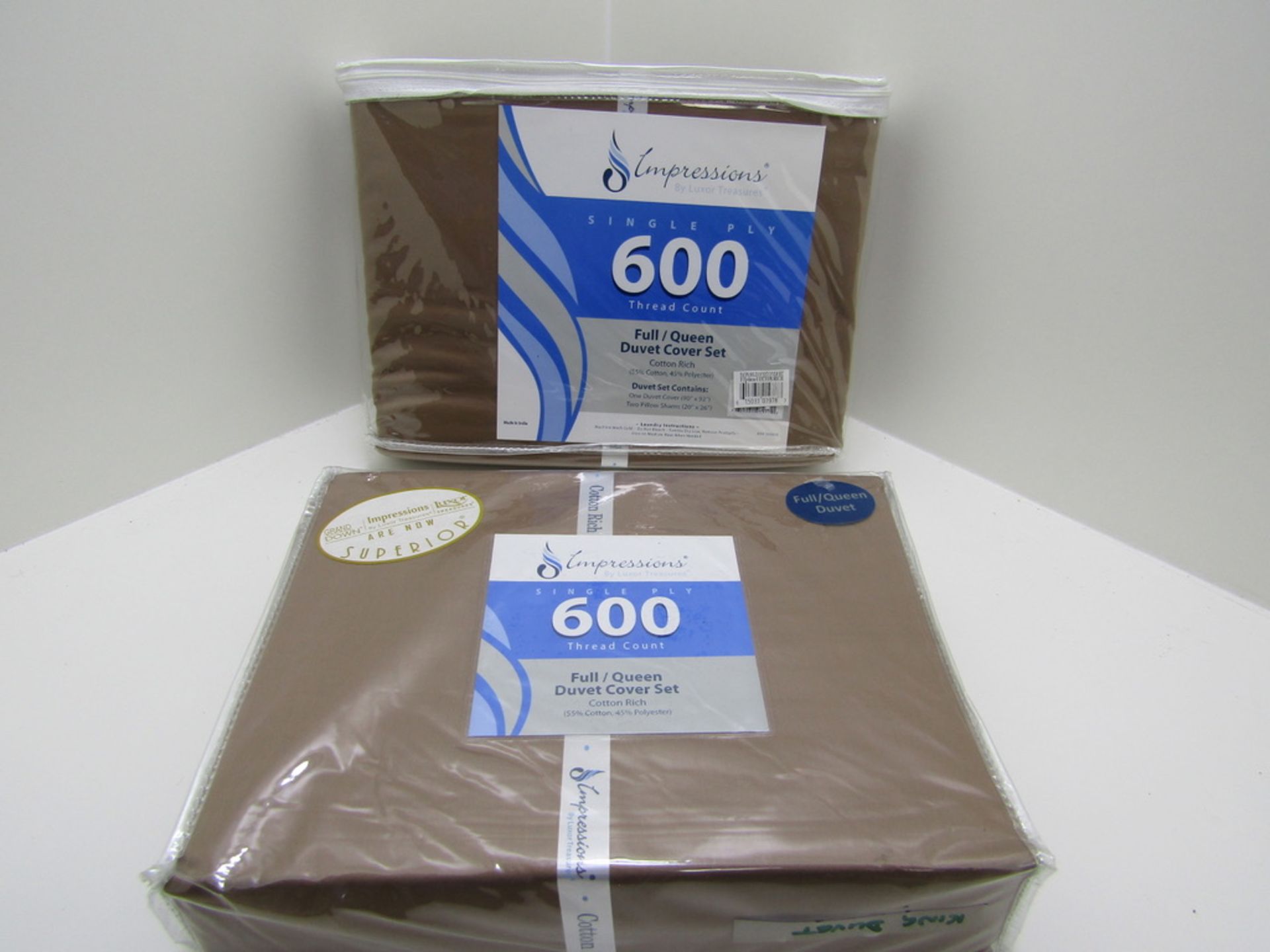 2 x Duvet Cover Sets. King size. Taupe solid.