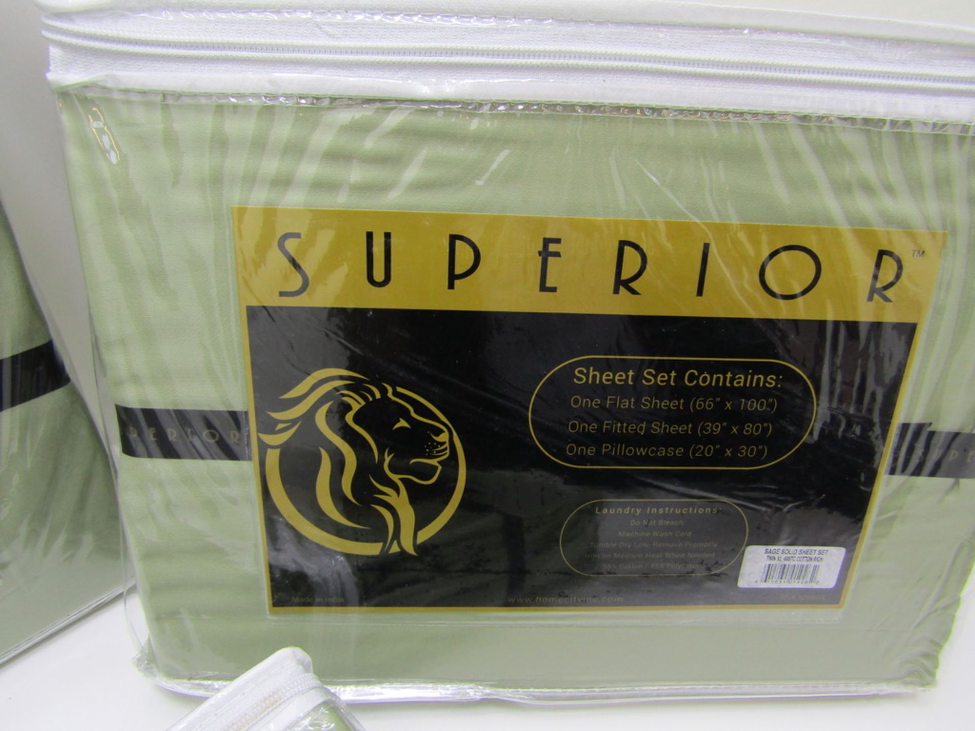 4 x Single Bed Sheet Set. Sage. - Image 4 of 4