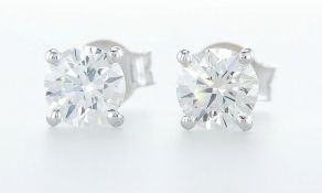14 kt. White gold - Earrings - 1.21 ct Diamond - Diamonds