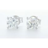 14 kt. White gold - Earrings - 1.21 ct Diamond - Diamonds