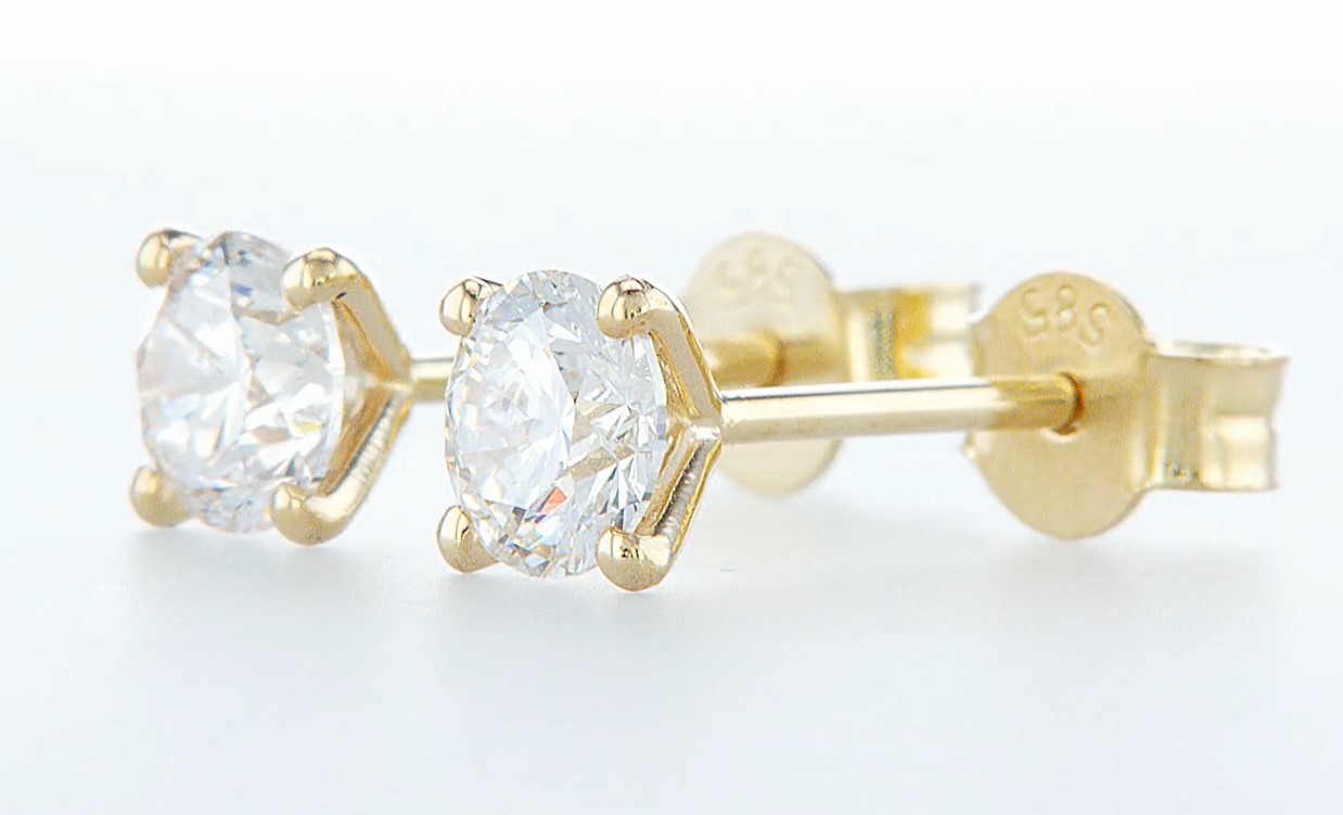 14 kt. Yellow gold - Earrings - 1.04 ct Diamond - Diamonds - Image 3 of 7