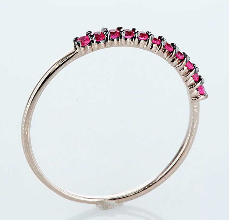 14 kt. Pink gold - Ring - 0.23 ct Ruby - Diamonds - Image 6 of 6
