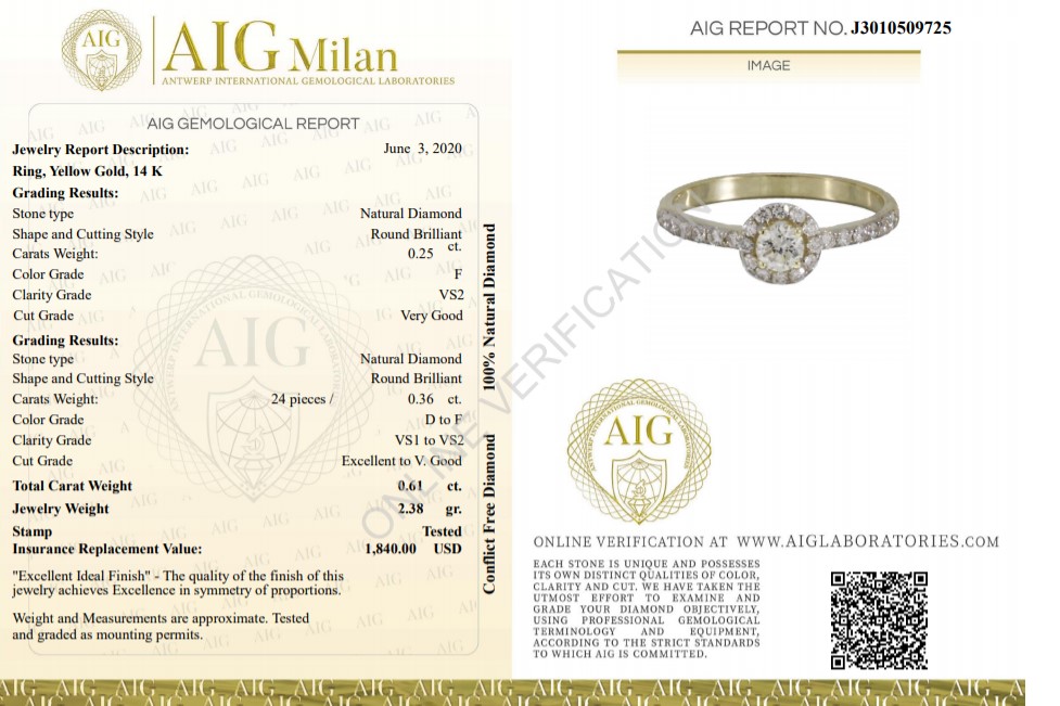 14 kt. Yellow gold - Ring - 0.61 ct Diamond - Diamonds - Image 2 of 6