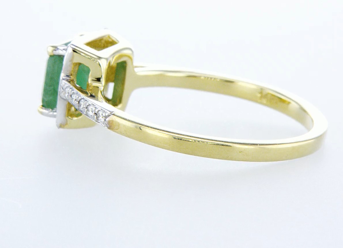 14 kt. White gold - Ring - 1.44 ct Emerald - Diamonds - Image 4 of 6