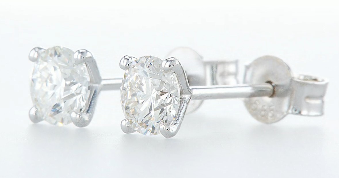 14 kt. White gold - Earrings - 1.21 ct Diamond - Diamonds - Image 3 of 7