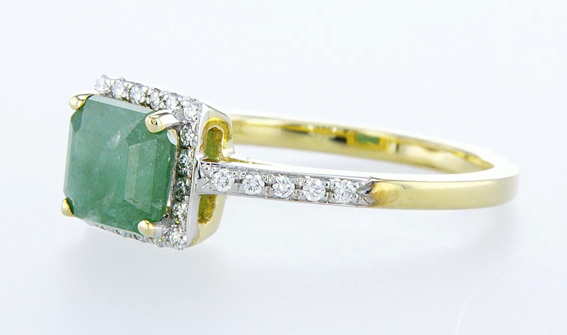 14 kt. White gold - Ring - 1.44 ct Emerald - Diamonds - Image 3 of 6