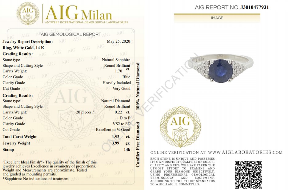 14 kt. White gold - Ring - 1.92 ct Sapphire - Diamonds - Image 2 of 6