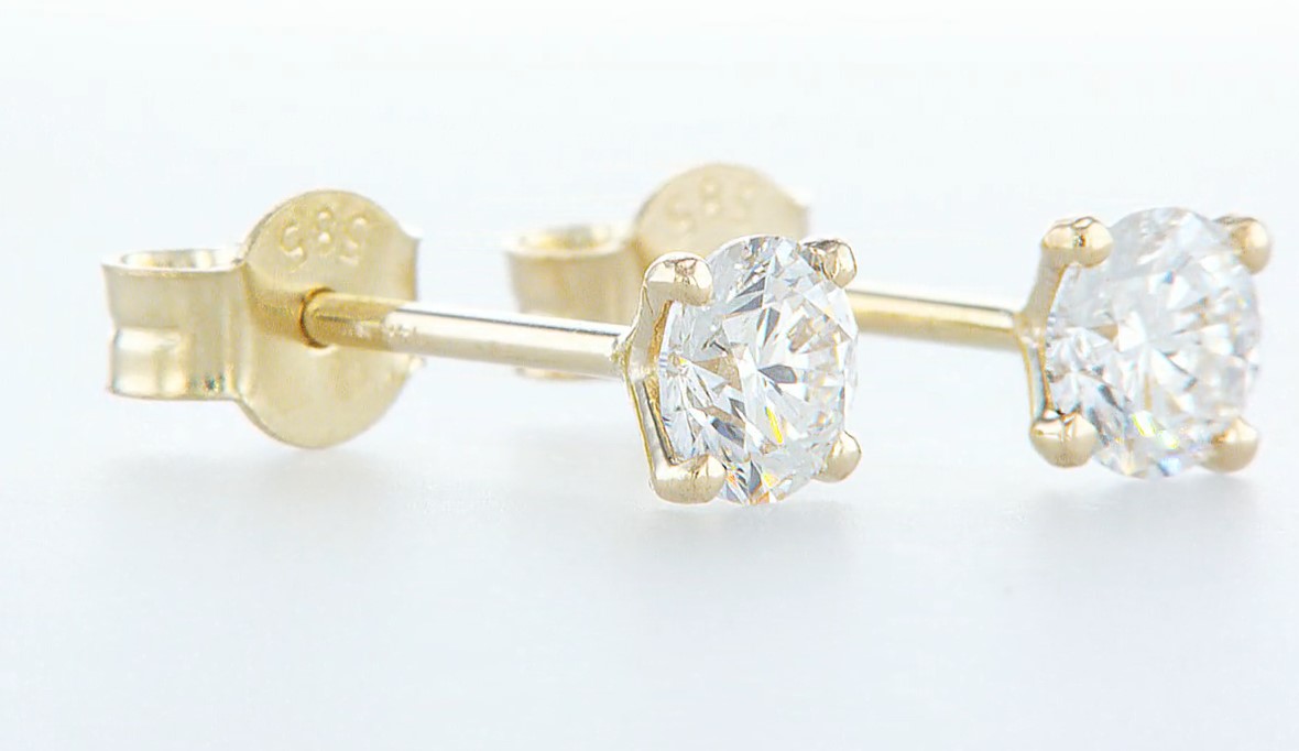 14 kt. Yellow gold - Earrings - 1.01 ct Diamond - Diamonds - Image 7 of 7