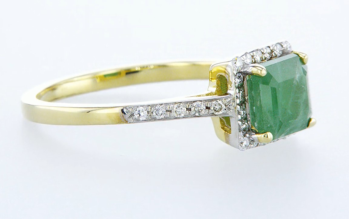 14 kt. White gold - Ring - 1.44 ct Emerald - Diamonds - Image 6 of 6