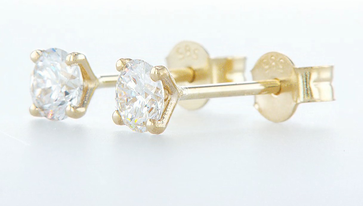 14 kt. Yellow gold - Earrings - 1.01 ct Diamond - Diamonds - Image 4 of 7