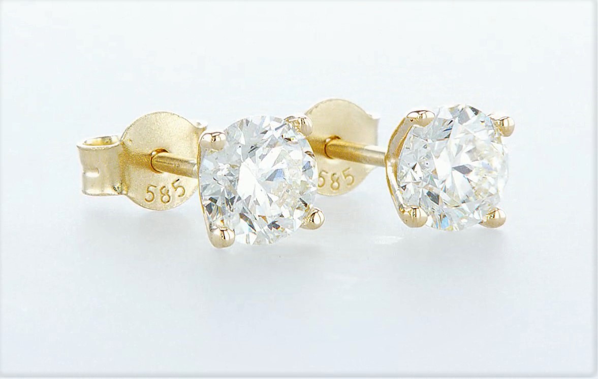 14 kt. Yellow gold - Earrings - 1.40 ct Diamond - Diamonds - Image 5 of 5