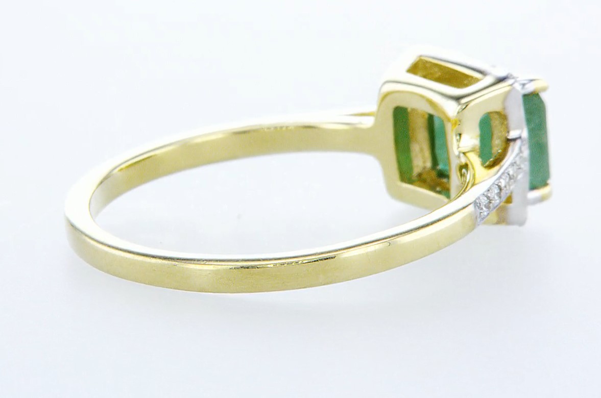 14 kt. White gold - Ring - 1.44 ct Emerald - Diamonds - Image 5 of 6