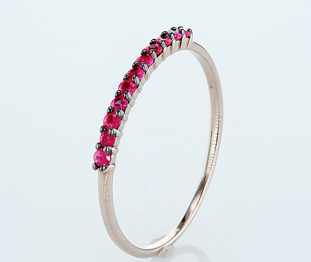 14 kt. Pink gold - Ring - 0.23 ct Ruby - Diamonds