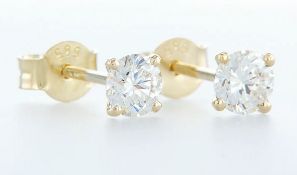 14 kt. Yellow gold - Earrings - 1.01 ct Diamond - Diamonds