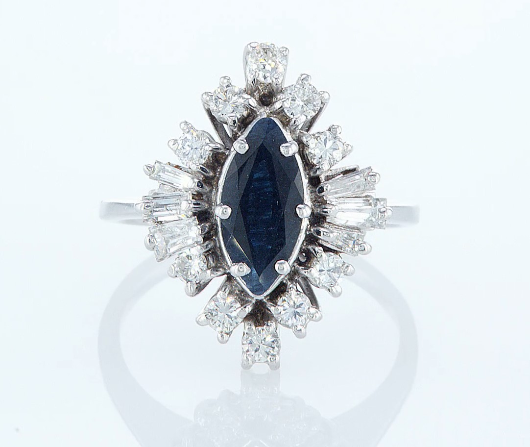 14 kt. White gold - Ring - 2.14 ct Sapphire - Diamonds - Image 3 of 6