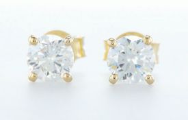 14 kt. Yellow gold - Earrings - 1.04 ct Diamond - Diamonds