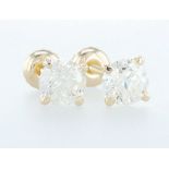 14 kt. Yellow gold - Earrings - 2.00 ct Diamond - Diamonds