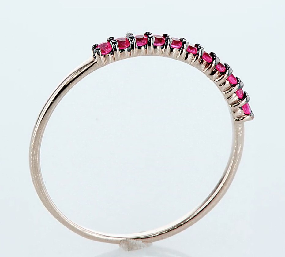 14 kt. Pink gold - Ring - 0.23 ct Ruby - Diamonds - Image 3 of 6