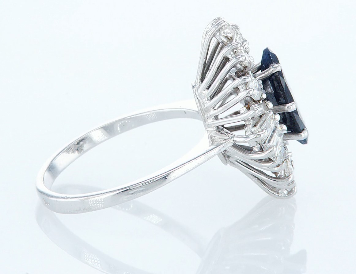 14 kt. White gold - Ring - 2.14 ct Sapphire - Diamonds - Image 6 of 6