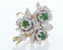 14 kt. Yellow gold - Ring - 1.54 ct Emerald - Diamonds