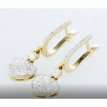 14 k. Yellow gold - Earrings Round Brilliant Diamond -0.97ctw