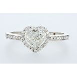 14 kt. White gold - Ring - 1.12 ct Diamond - Diamonds